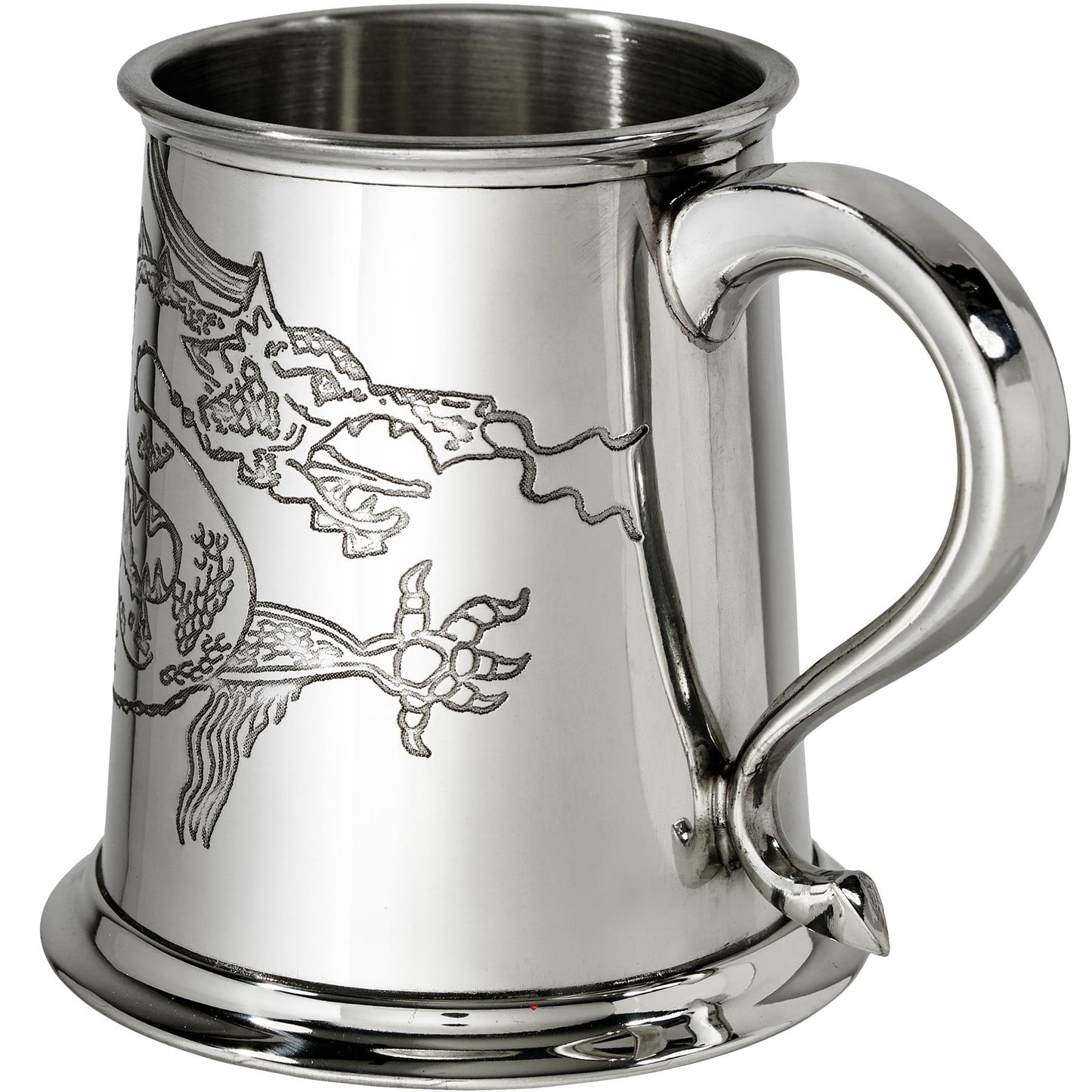 Pewter Tankard 1 Pint with Chinese Dragon and Swan Handle Perfect for Engraving