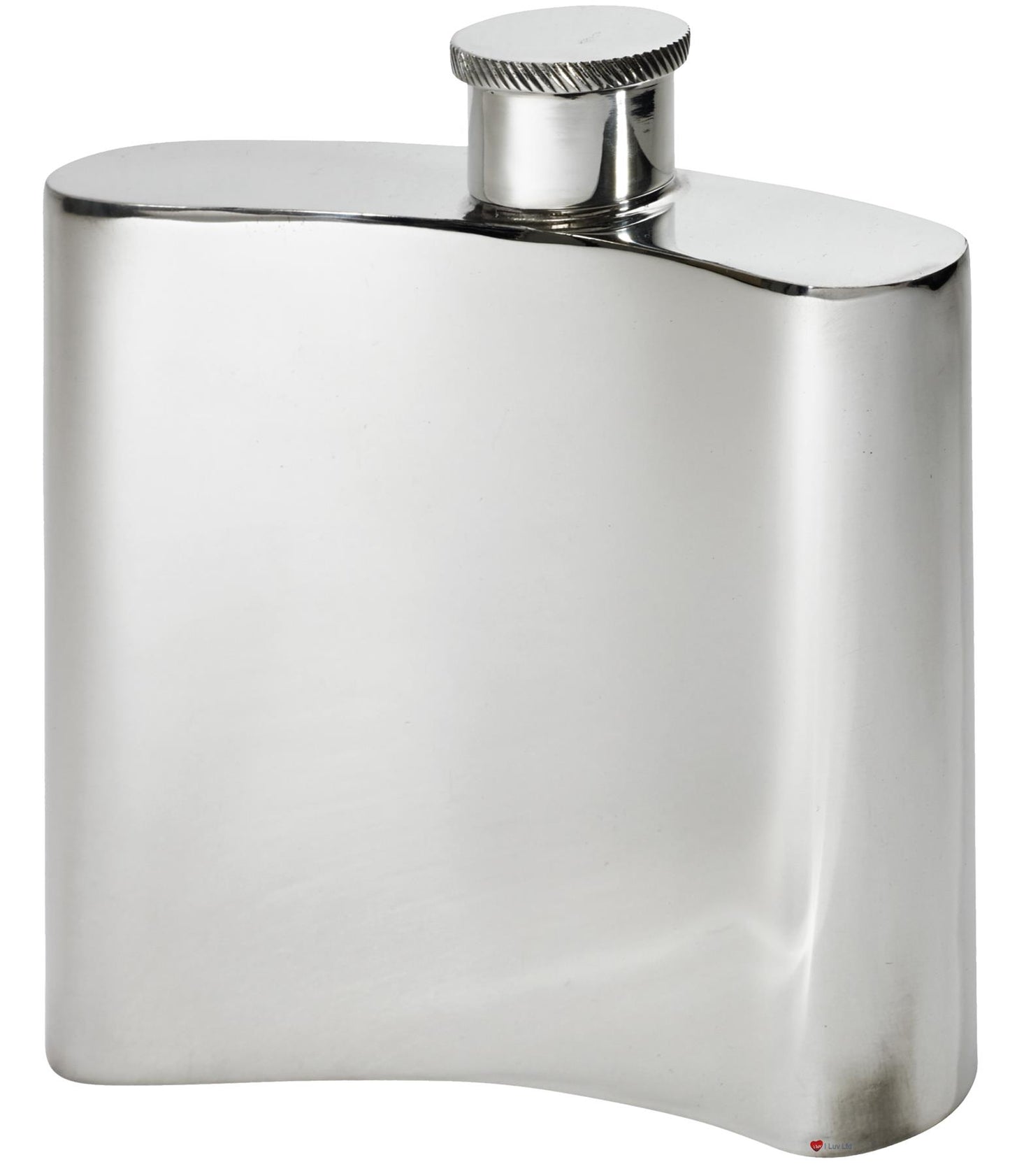 26oz Pewter Flask Kidney Shaped in Plain Polished Screw Perfect for Engraving