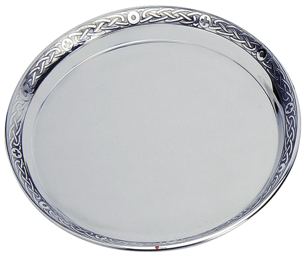 Pewter Plate Salver Presentation Plate with Celtic Band 10cm Engravable