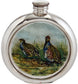 Round 6oz Pewter Hip Flask with Unique Colour Picture Partridge Polished Screw