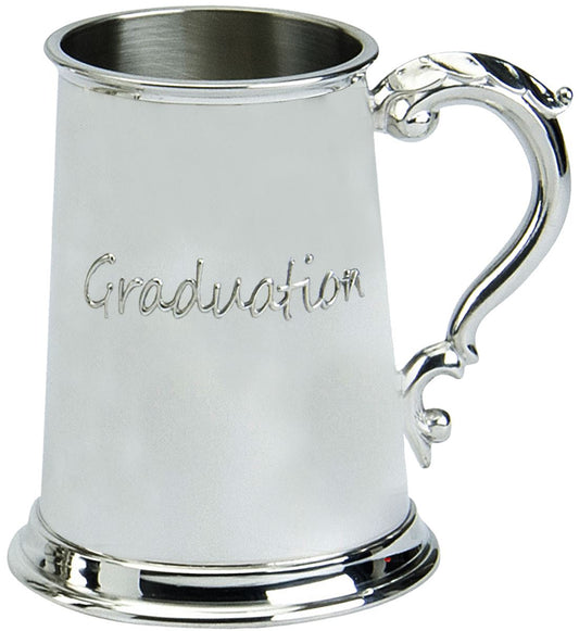 Graduation Gift Embossed 1pt Pewter Tankard "Graduation" Ornate Engravable