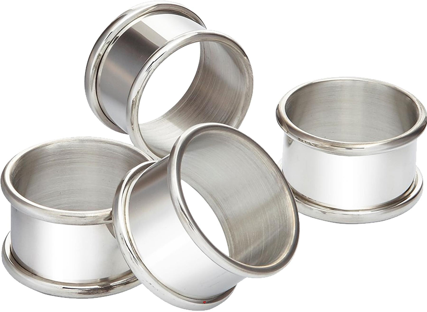 Set of Four Napkin Rings Spun Pewter Bright Polished Perfect for Engraving