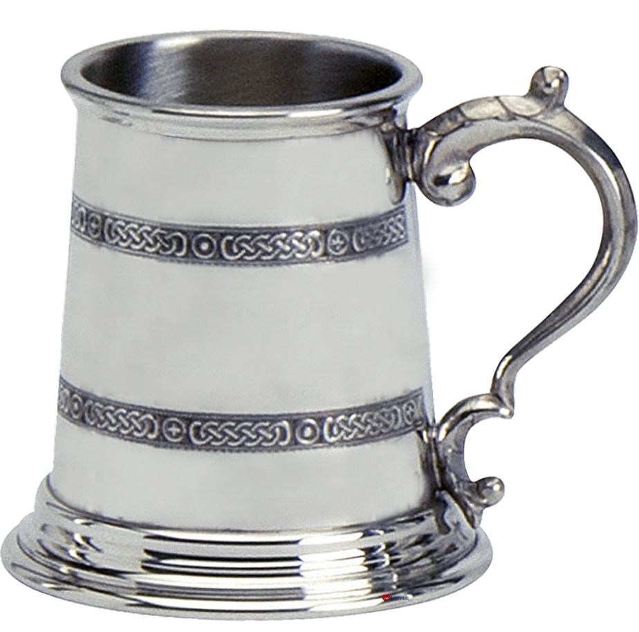 Scottish Christening Gift 1/4 pt Pewter Cup Engravable with Two Celtic Bands