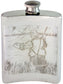 Pewter Hip Flask Fisherman Picture Scene Kidney Shape Engravable 6oz Screw Top