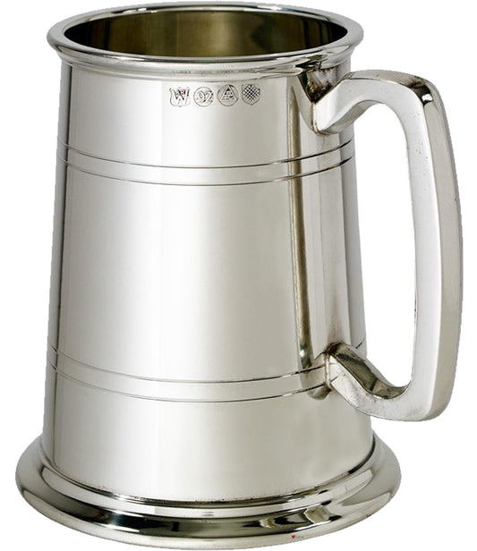 Pewter Glass Bottom Tankard 1 Pint Broad Rim Touchmark Perfect for Engraving