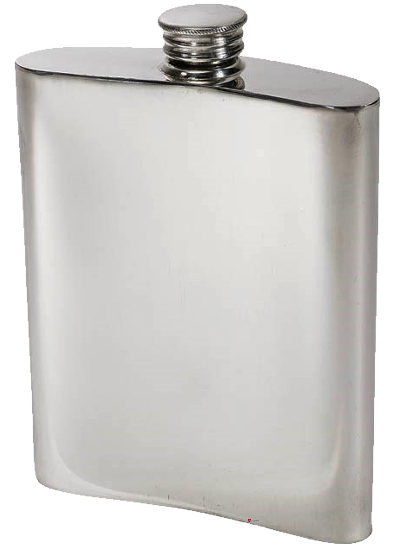 6oz Pewter Hip Flask 18th Birthday Key Stamp Scroll Banner Perfect for Engraving