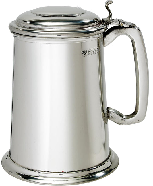 Pewter Lidded Tankard 1 Pint Polished with Touchmark Perfect for Engraving