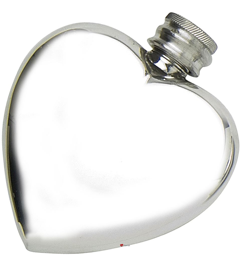 Love Heart Liquor Flask, 3oz Pewter Pocket Flask with Polished Finish