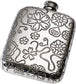 4oz Pocket Pewter Yorkshire Rose Flask Embossed with Yorkshire Rose Pattern