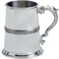 Pewter Tankard Handmade Embossed English Band Polished 1pt Ornate Engravable