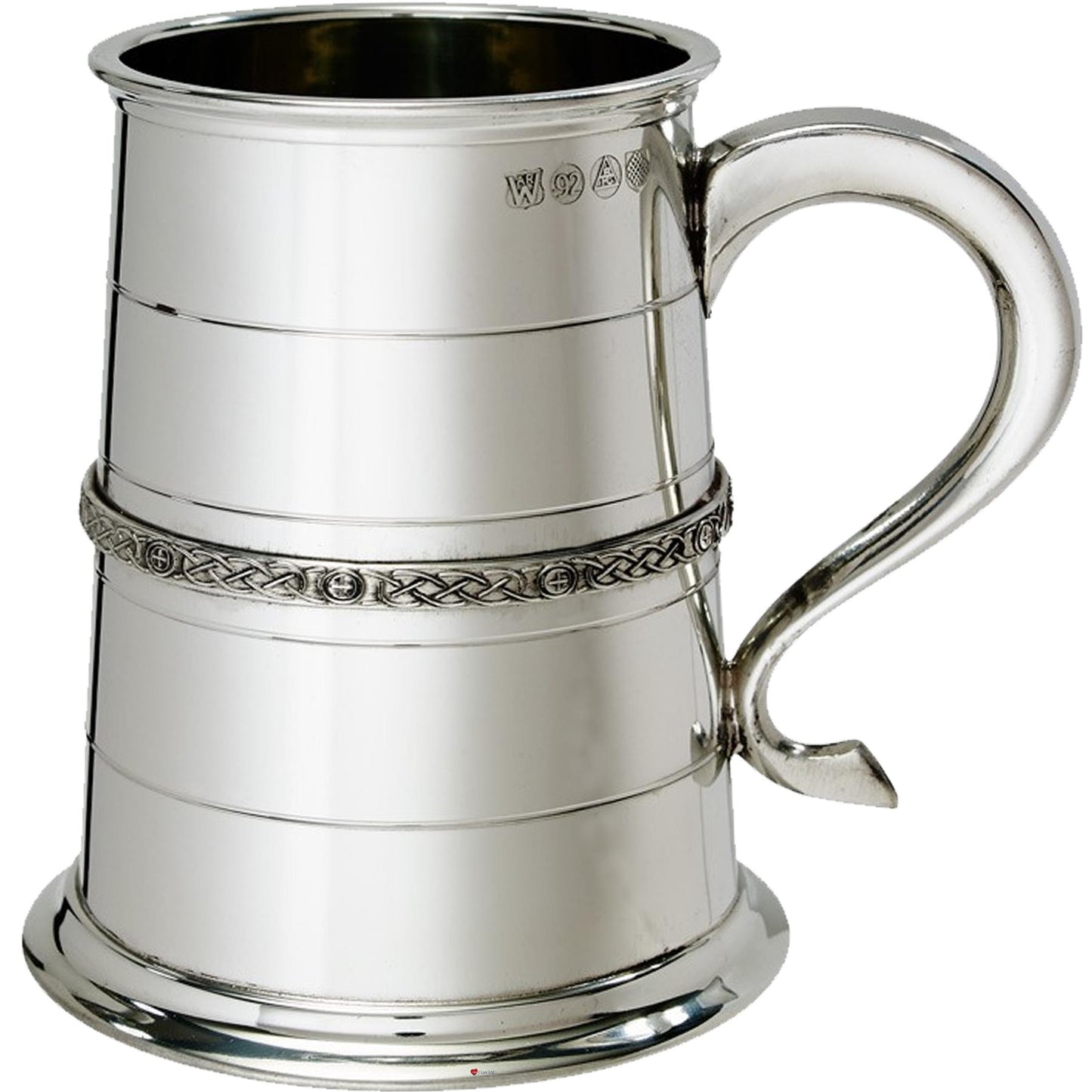 Pewter Tankard 1 Pint Lines and Celtic Band Touchmark Perfect for Engraving