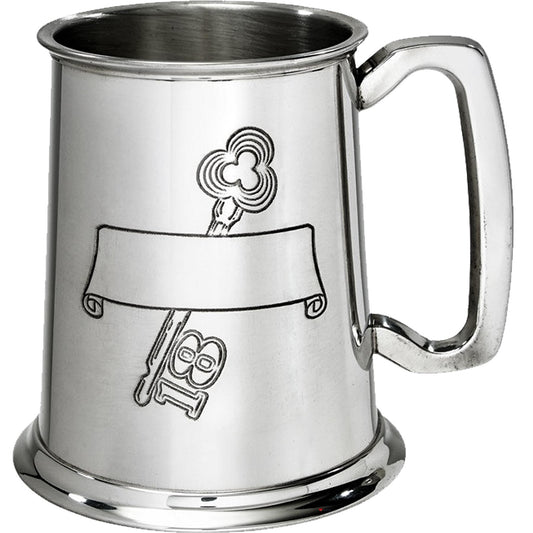 Pewter Beaker 18th Birthday Key 1 Pint Straight Shaped Perfect for Engraving