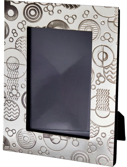 Pewter Single Photo Frame Retro Inspired Pattern 6x4 Inch Perfect for Engraving