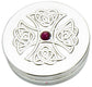 Trinket Boxes Pewter Round Celtic Cross Inset Amethyst Coloured Stone Lid 90mm 50mm