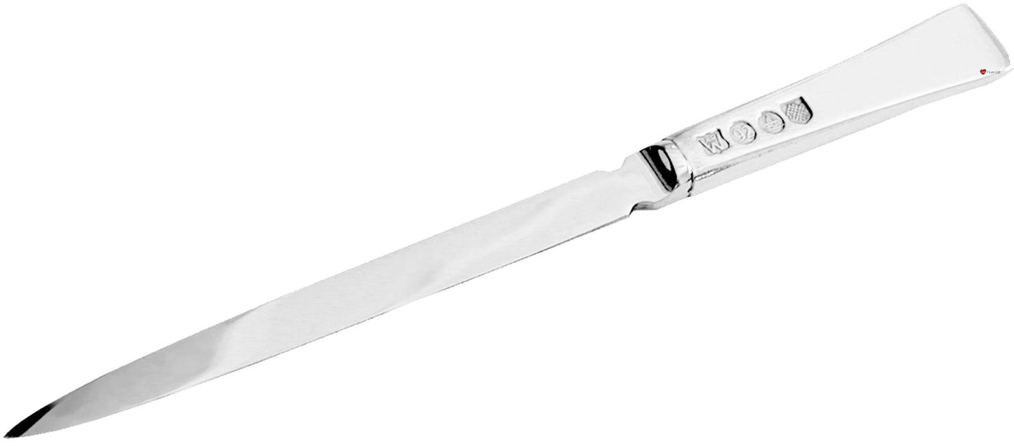 Letter Opener Stainless Steel and Pewter Polished Handle Traditional Style