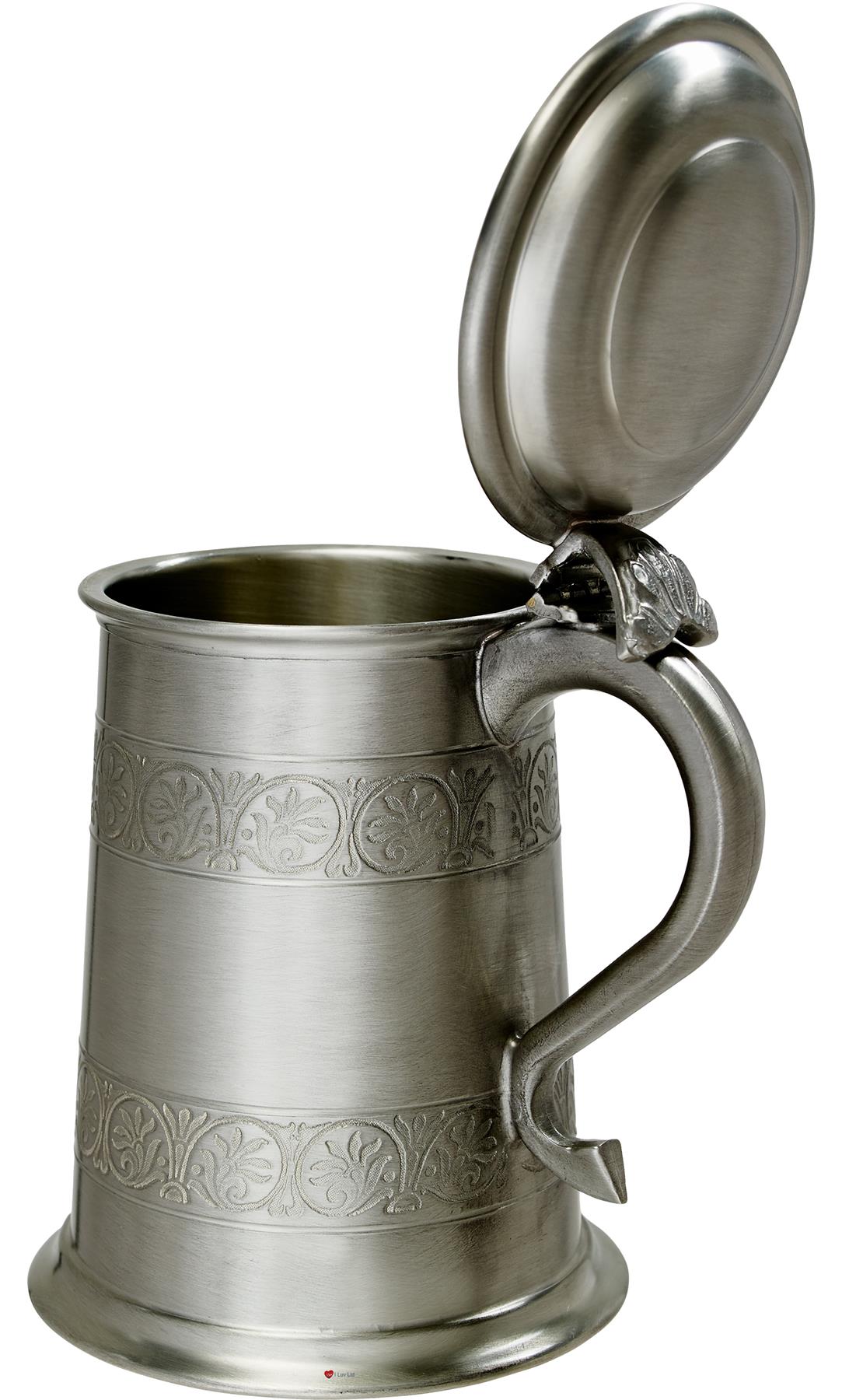 Pewter Lidded Tankard 1 Pint Medieval Style Swan Handle Perfect for Engraving