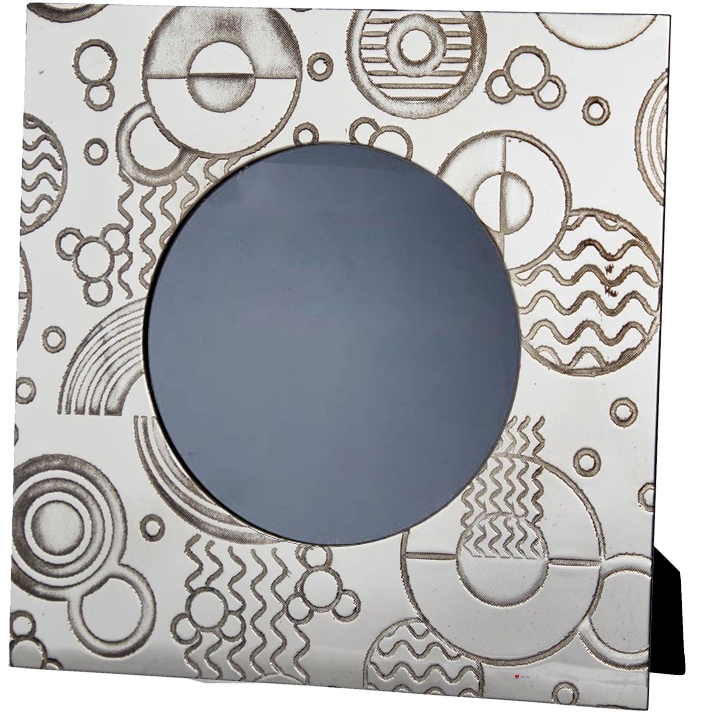 Pewter Single Photo Frame 4x4 Inch Retro Inspired Pattern Perfect for Engraving