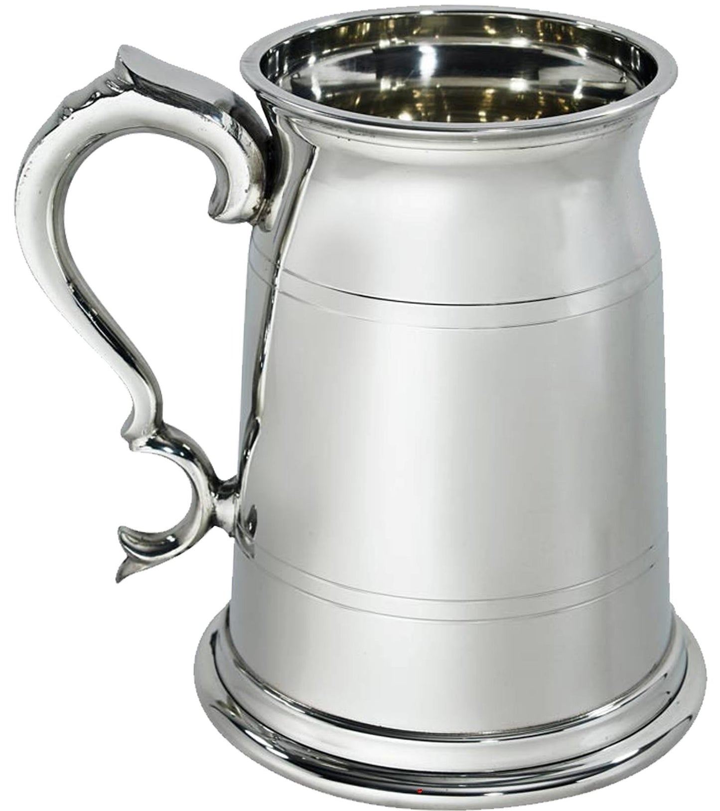 Pewter Quart Beer Tankard 2 Pint Old London Style with Heavy Scroll Handle