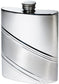 6oz Pewter Flask with Modern Lined Diagonal Satin Band Polished Finish Screw