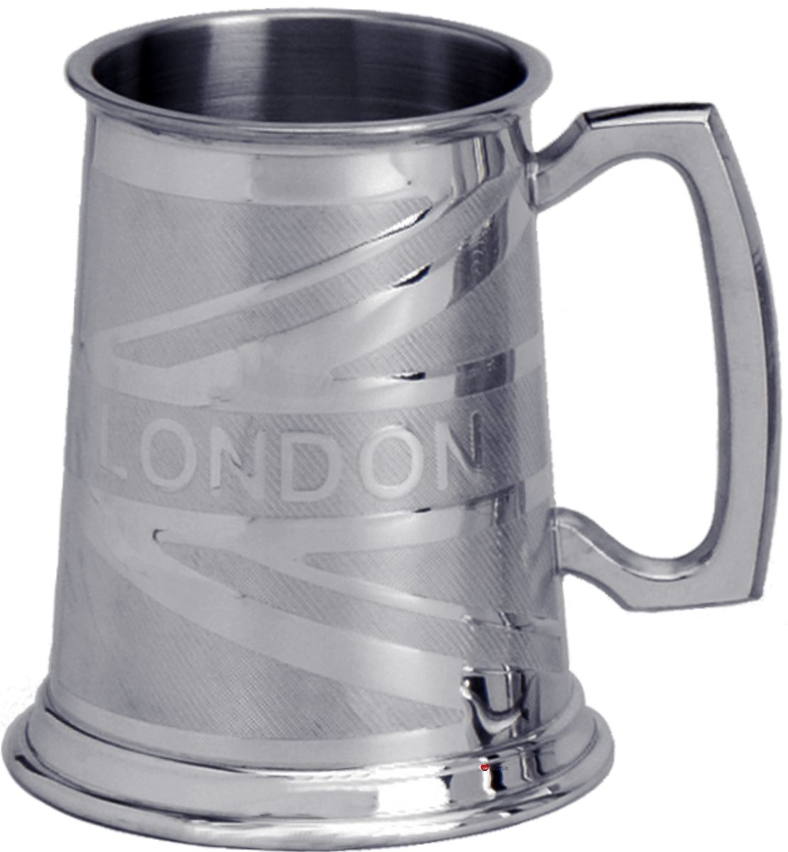 Pewter Tankard Handmade London Union Jack Flag Engraved Traditional Shape