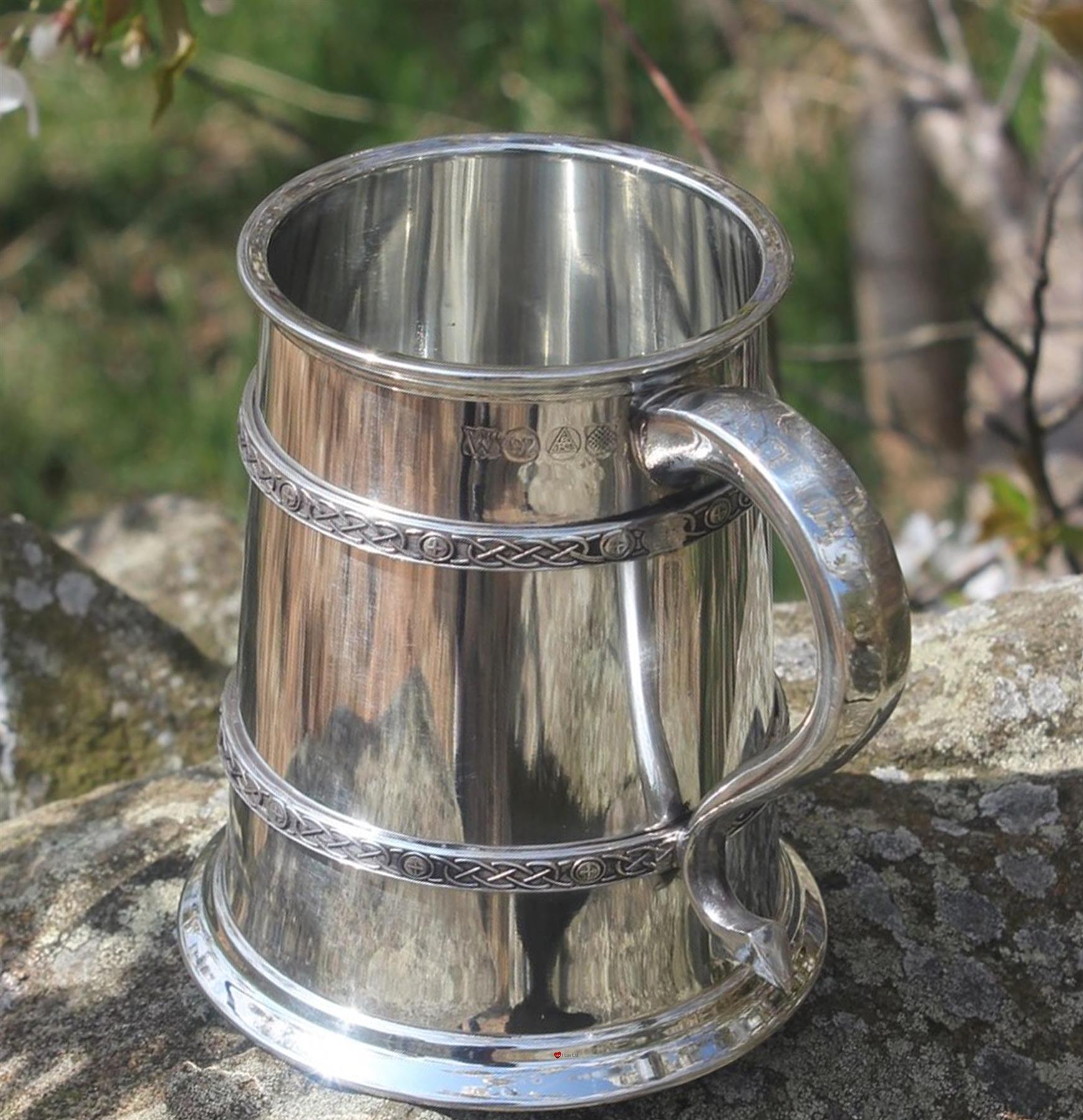 Pewter Tankard 1 Pint Double Celtic Band with Feature Touchmark