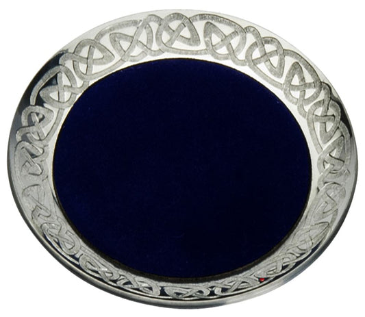 Pewter Flat Bowl in with Celtic Design and Blue Insert 110mm Hand Made