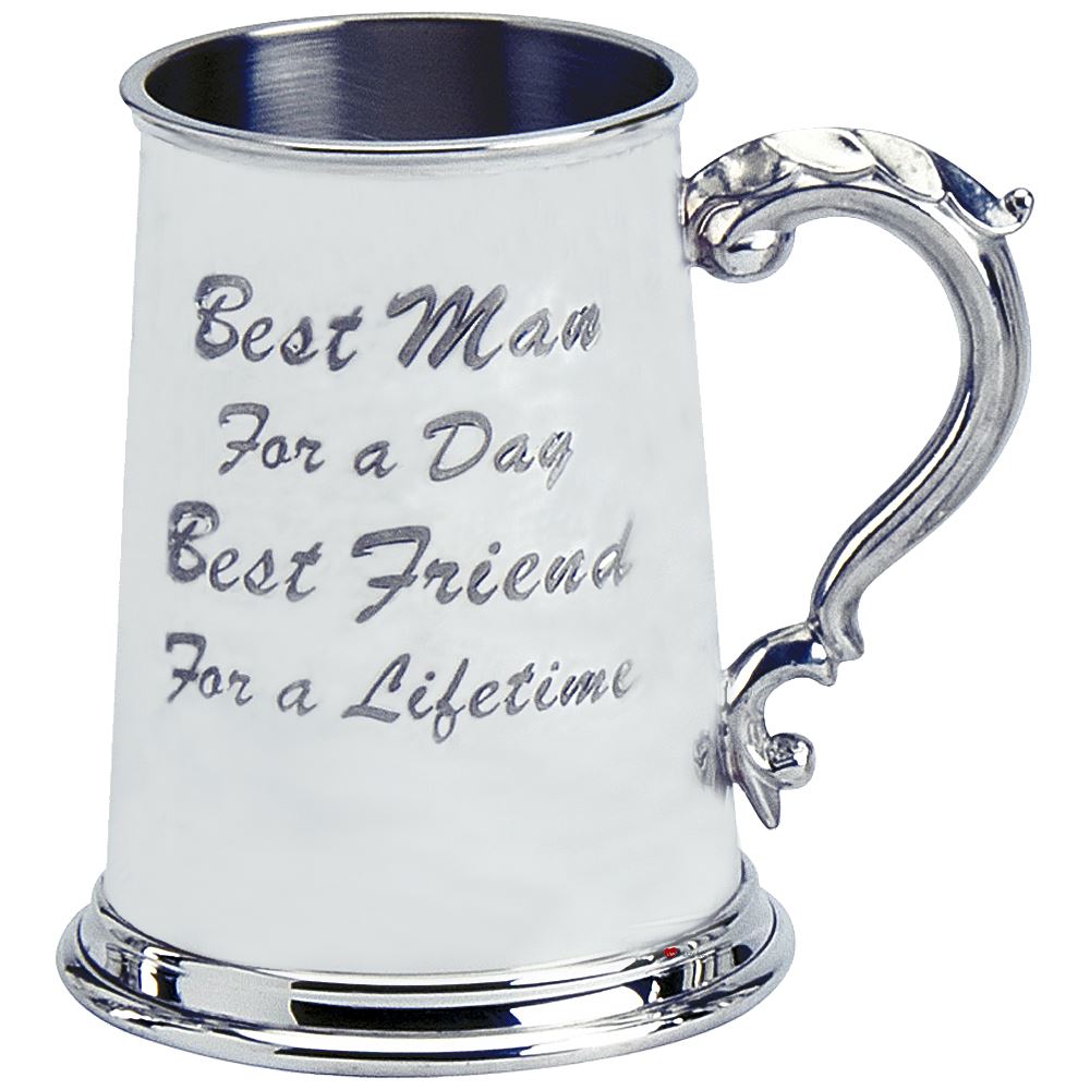 Wedding Gift Tankard Embossed "Best Man Best Friend For lifetime" Engravable