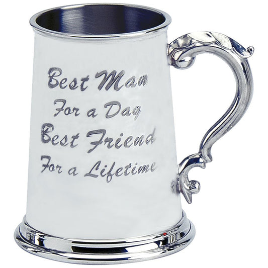 Wedding Gift Tankard Embossed "Best Man Best Friend For lifetime" Engravable