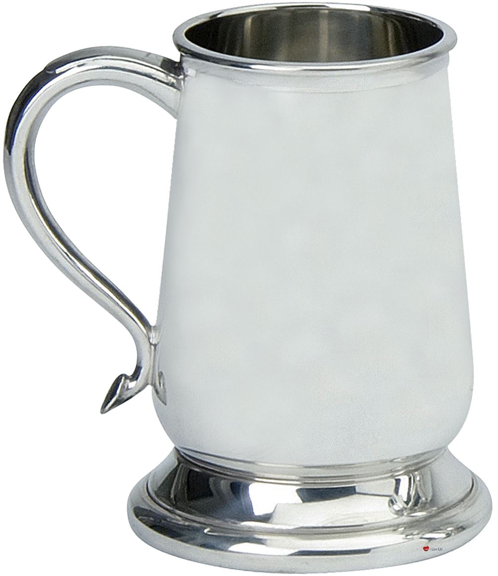 Pewter Tankard Tulip Shape Jacobean Polished Finish 1pt Engravable