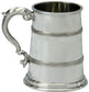 Pewter Tankard Handmade Celtic Design Double Band Polished 1pt With Glass Base