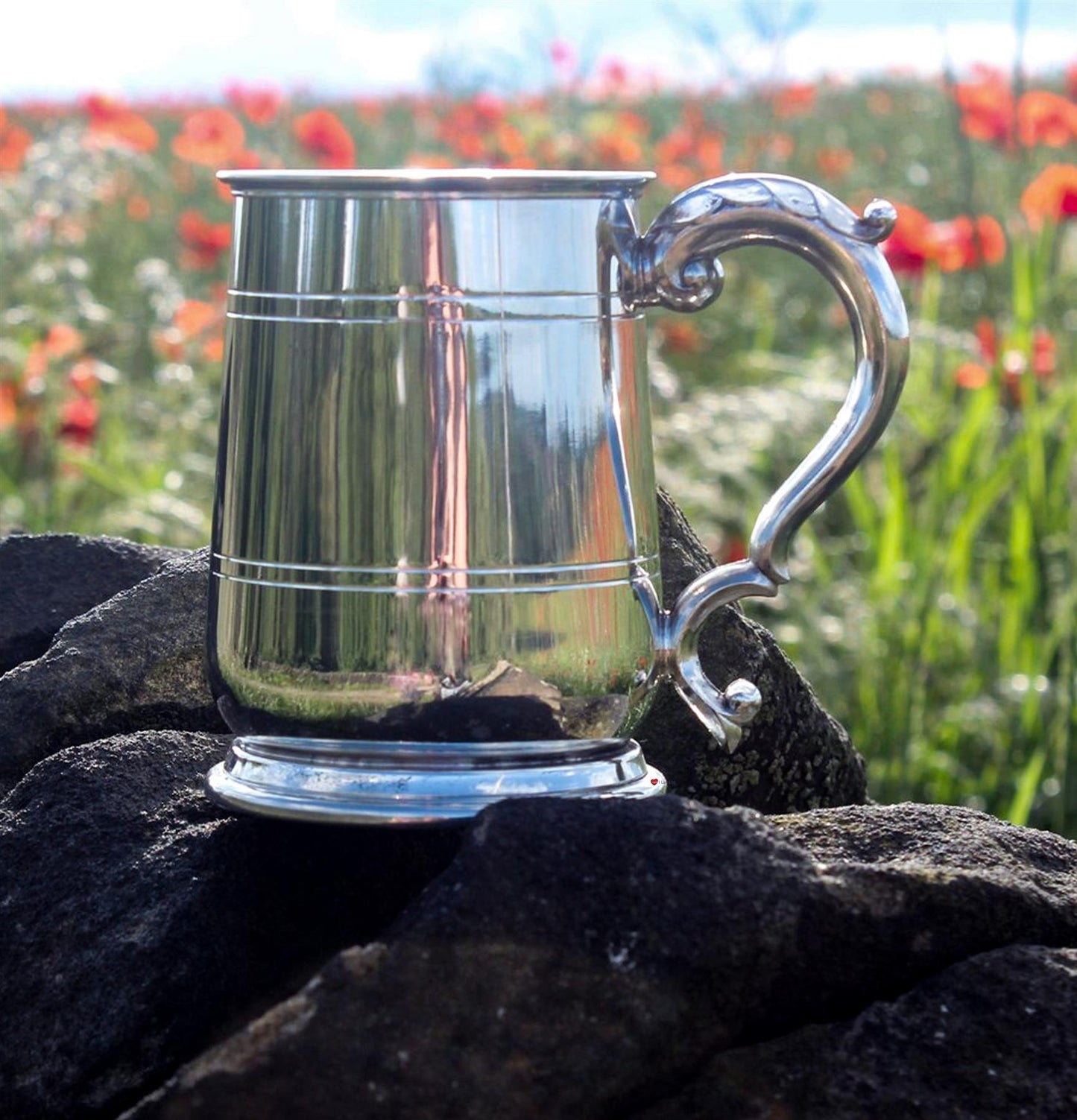 Pewter Tankard 1 Pint Jacobean Shaped Double Lines Perfect for Engraving