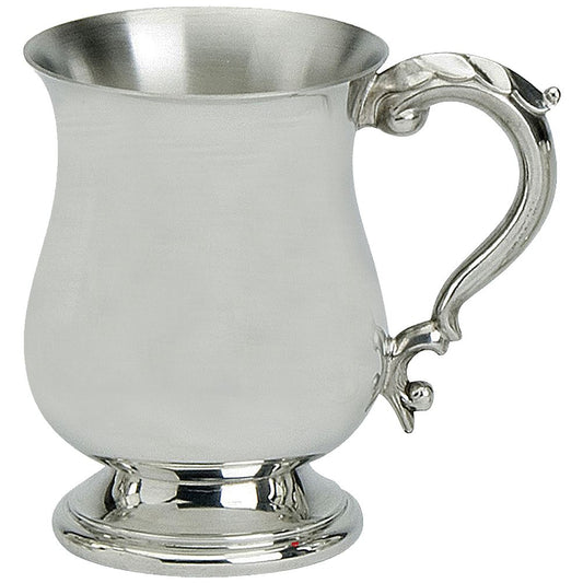 Pewter Tankard Two Pint Handmade Georgian Shape Polished Finish Ornate Handle