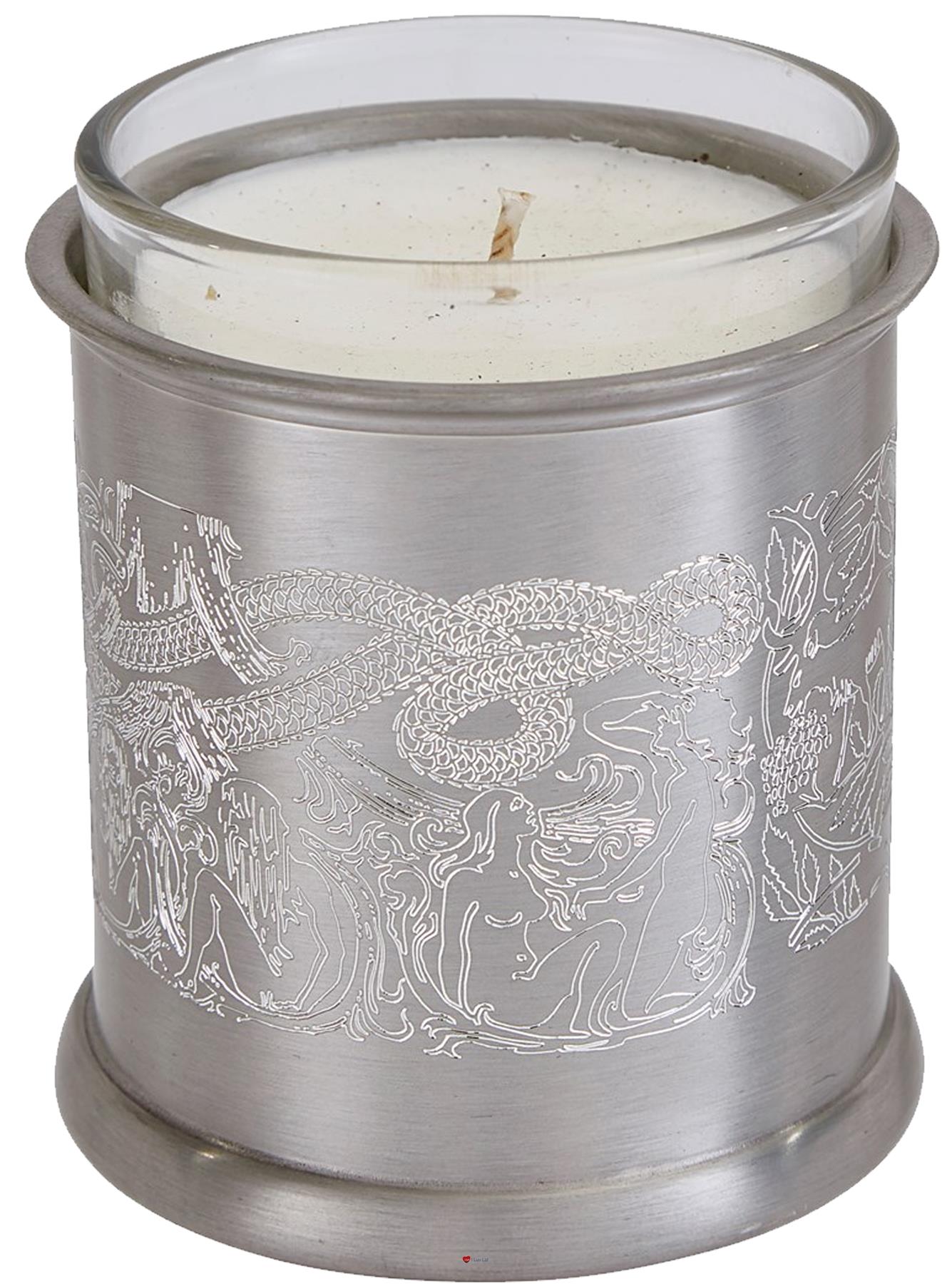 Candle Votive Holder with Viking Design Dark Antique Pewter Comes with Candle