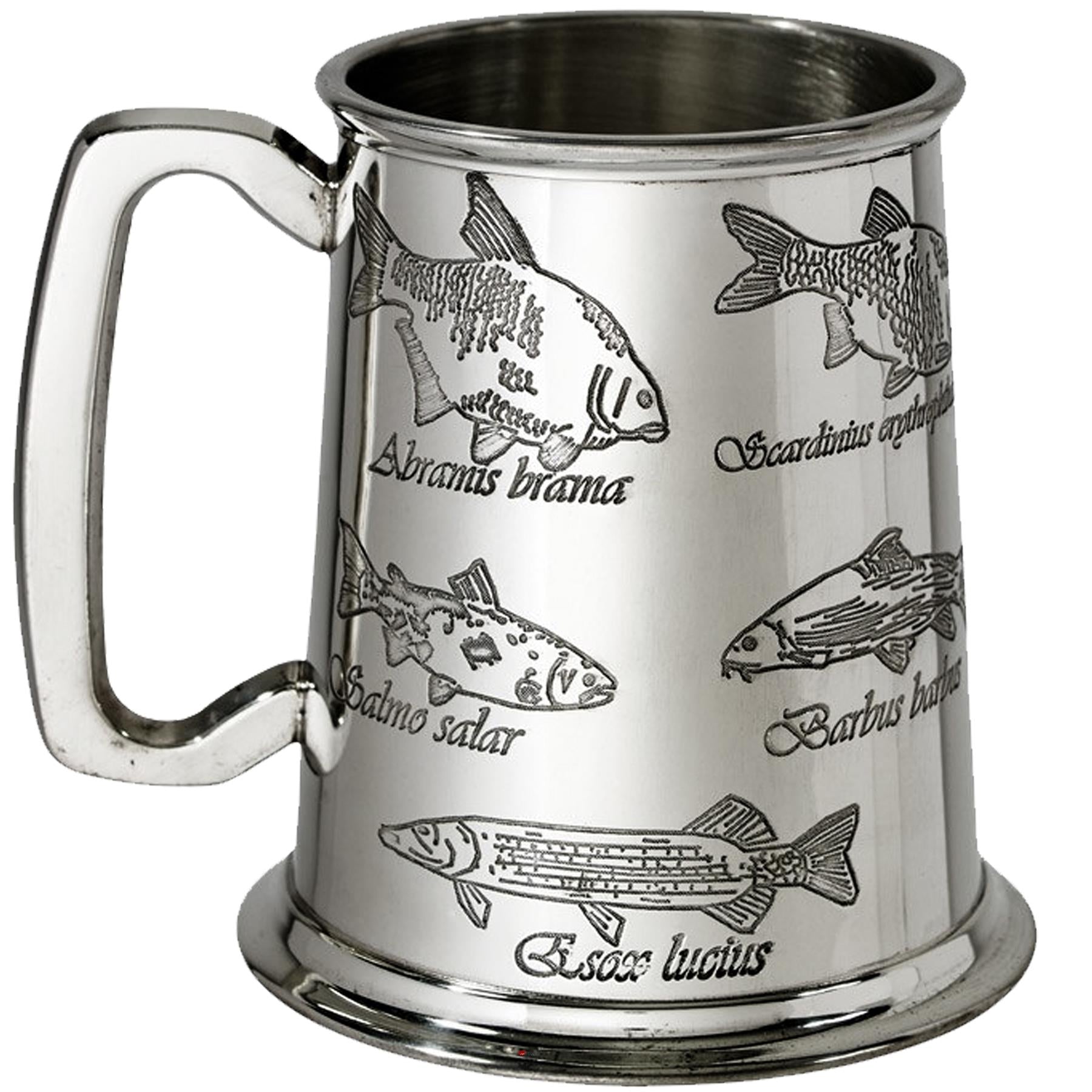 Pewter Tankard 1 Pint with Fish and Their Latin Names