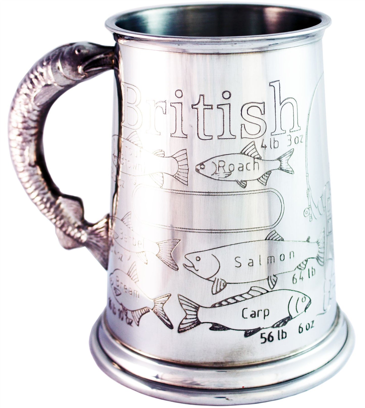 Fishing Gift Pewter 1pt Tankard Great Fishing Weight Records Gift for Fishermen