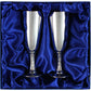 Wedding Pewter Flutes Bride and Groom Stem Champagne Goblets Presentation Boxed