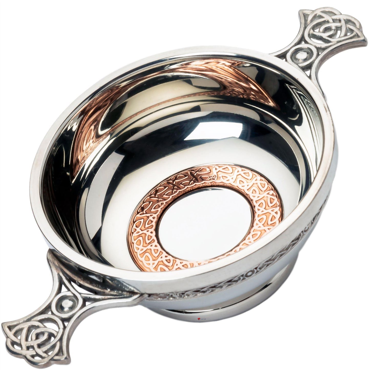 3" 4" Quaich with Scottish Celtic Design Copper Ring Insert Celtic Handle