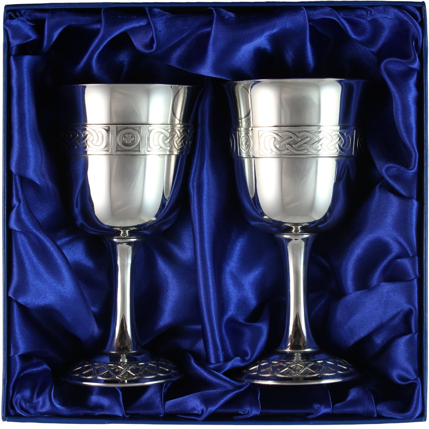 Stemmed Medieval Pewter Goblets Presentation Boxed Ideal Wedding Gift