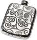 Pocket Hip Flask 4oz in Pewter Embossed with Tree of Life Pattern Polished Screw