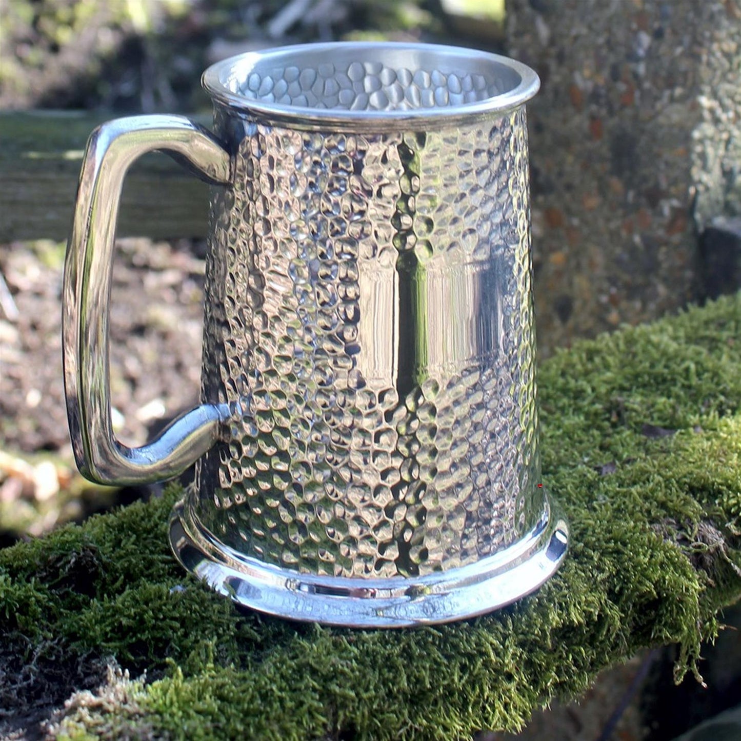 Pewter Tankard 1 Pint All Hammered Finish with Space Perfect for Engraving