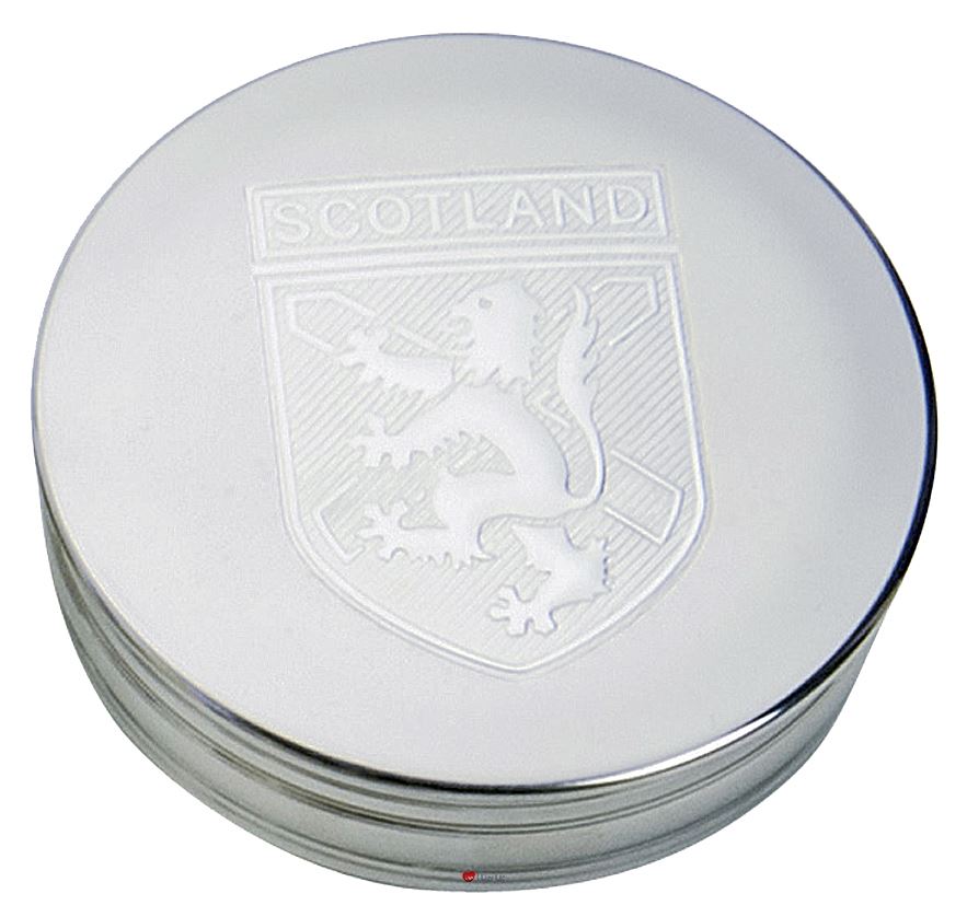 Scotland Lion Rampant St Andrew Cross Embossed Lid 90mm Large Pewter Trinket Box