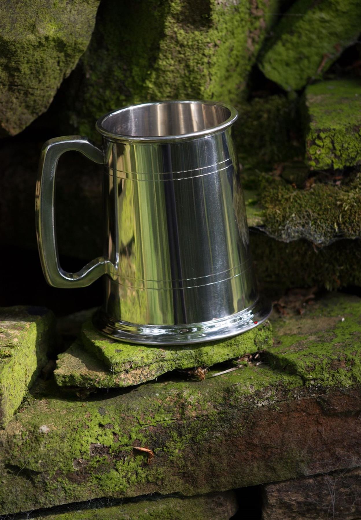 Pewter Beaker 1 Pint Tulip Polished with Satin Rim Tankard Perfect for Engraving