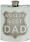 Worlds Best Dad Hip Flask 6oz Kidney Shape Pewter Engravable On Back Screw Top