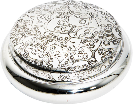 Pewter Trinket Box Embossed Love Skull and Heart Design on Lid Georgian Shaped