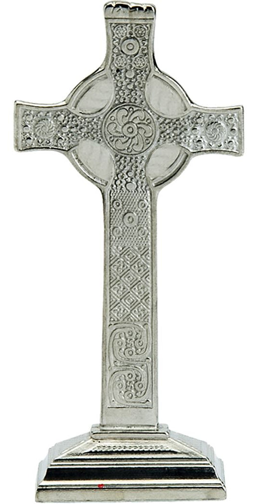 Crucifix Cross Scottish Celtic Iona Fine Pewter Free-standing 50mm