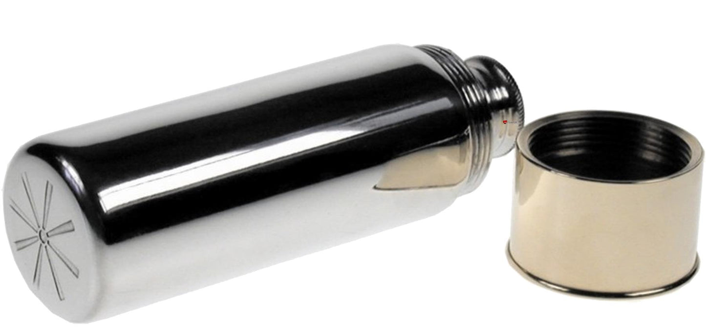 Pewter 4oz Flask as Shotgun Cartridge with Brass Screw Perfect for Engraving