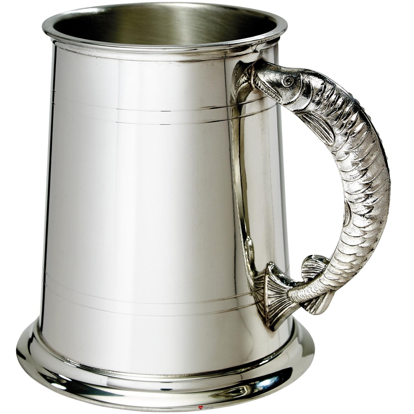 Pewter Tankard 1 Pint Plain Double Lines Fish Handle Perfect for Engraving