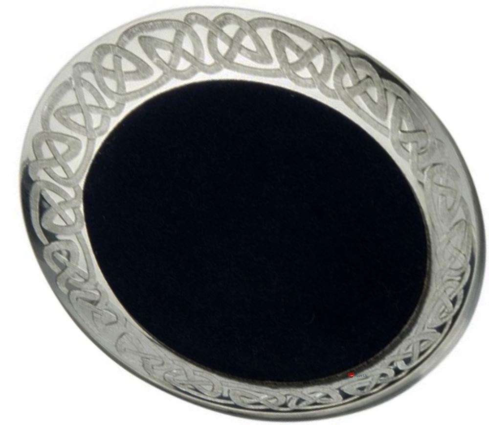 Pewter Flat Bowl in with Celtic Design and Blue Insert 110mm Hand Made