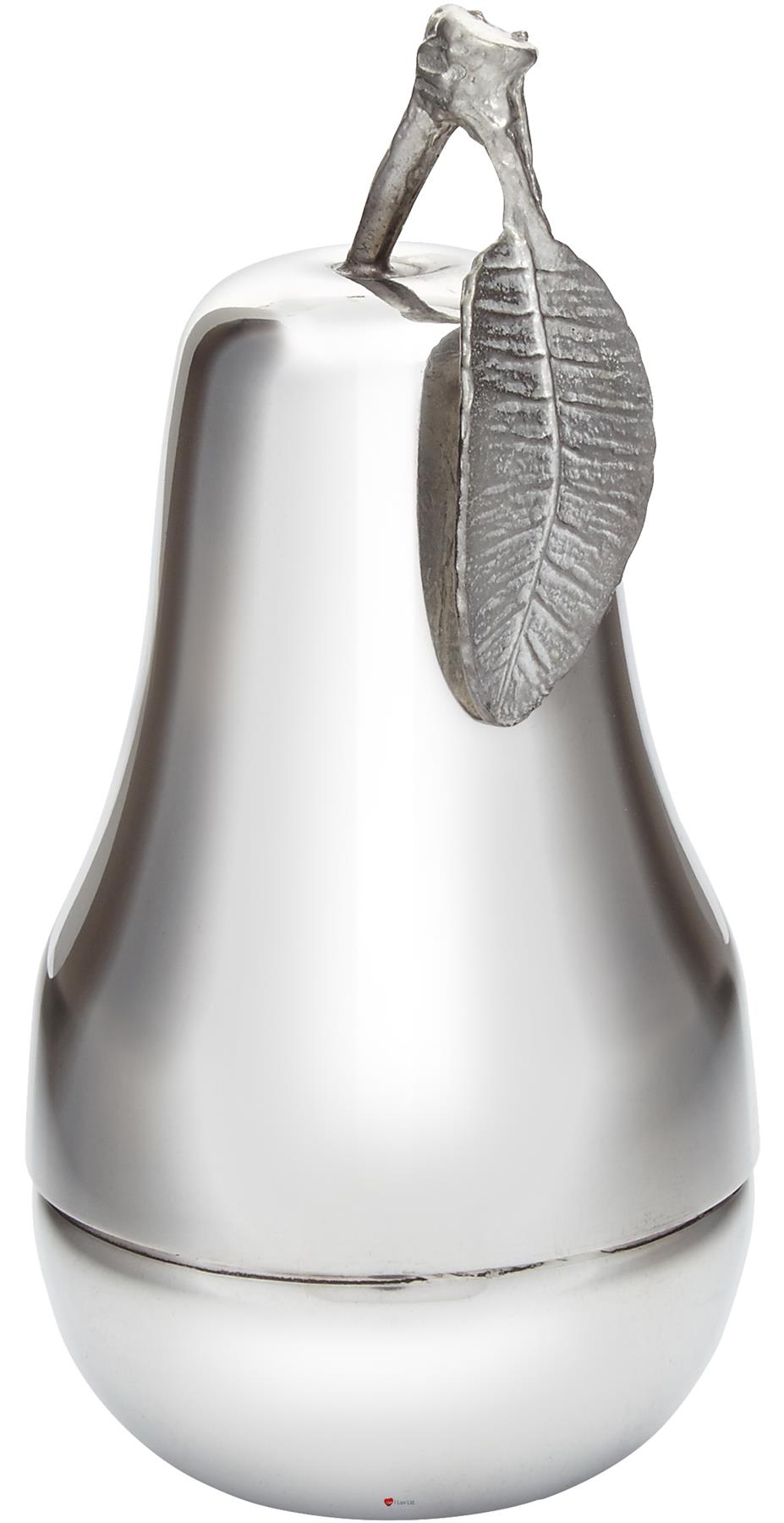 Pewter Pear Shaped Trinket Box with Stem and Leaf Perfect for Engraving