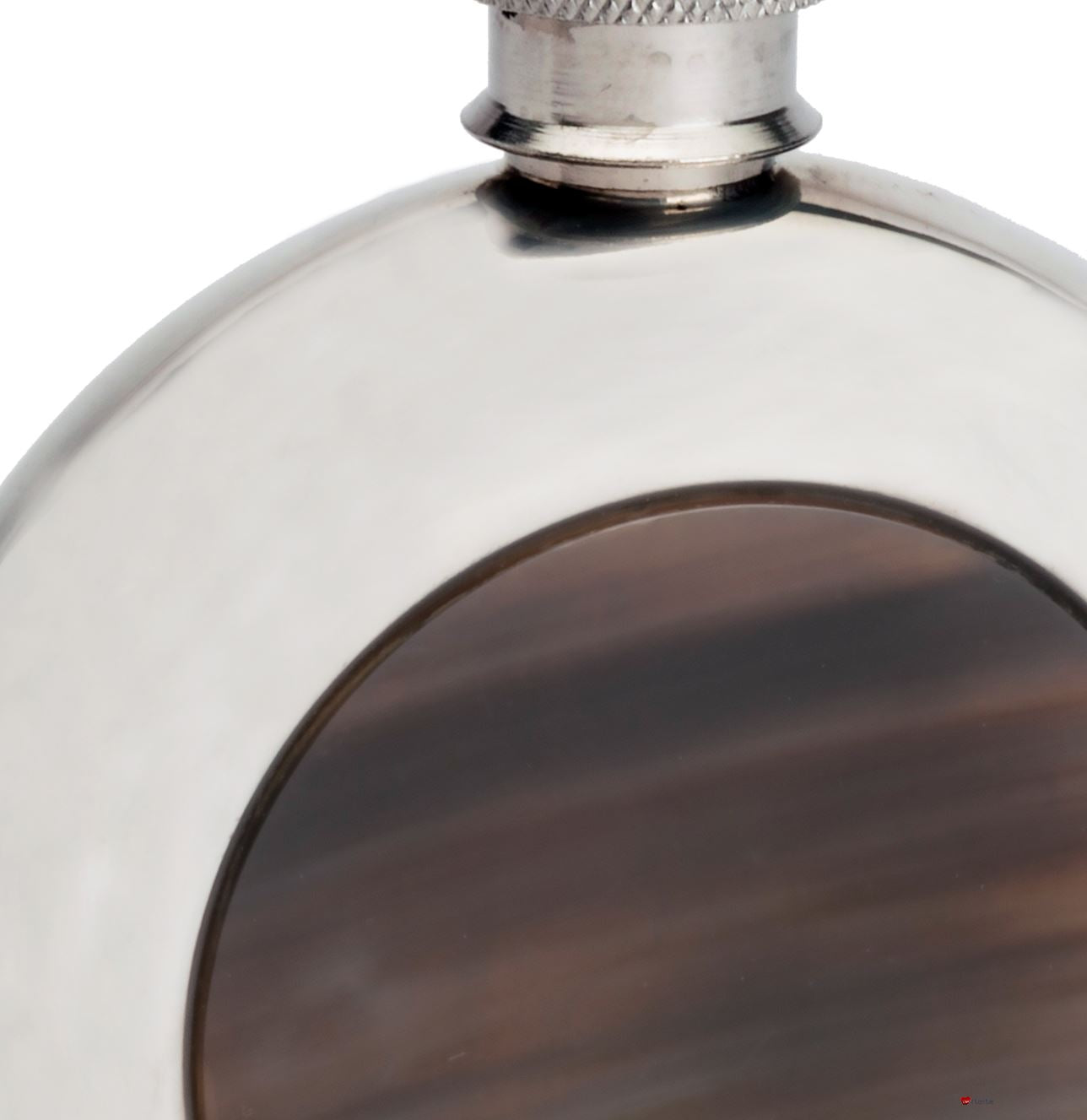 6oz Round Flask With Real Horn Insert Great Gift Made From High Quality Pewter